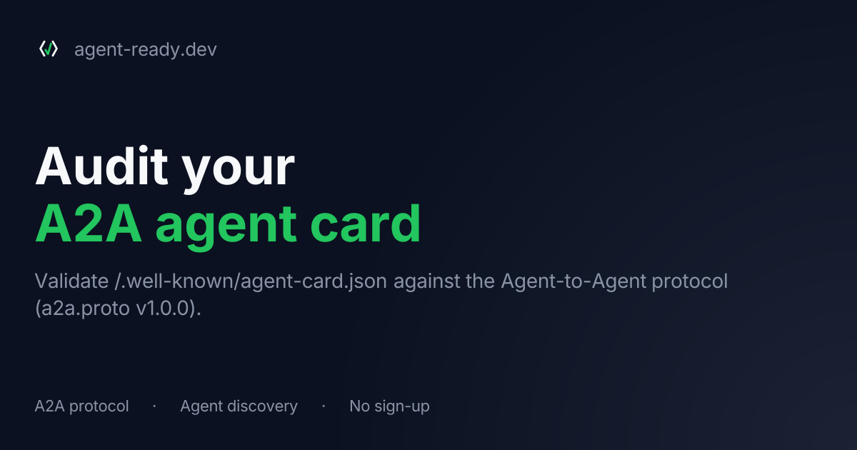 A2A Agent Card Validator | Agent Ready