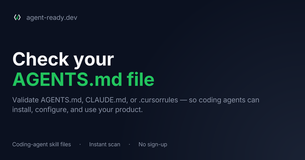 AGENTS.md Validator - Check Your Skill File | Agent Ready